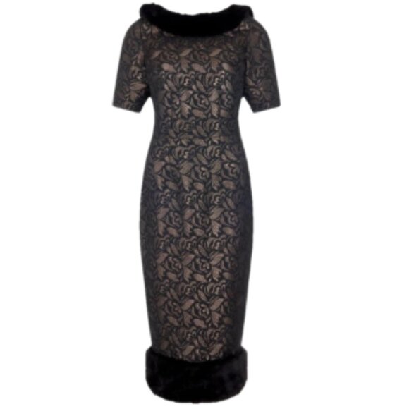 Collectif Dresses & Skirts - Collectif Black and Gold Juliette Jacquard Pencil Dress